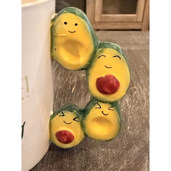 Olé Guacamole Avocado Mug Funny 3D Handle Smiling Avocados Ceramic Coffee Cup - Picture 2 of 5